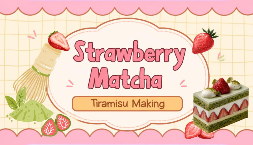 Strawberry Matcha Tiramisu Making